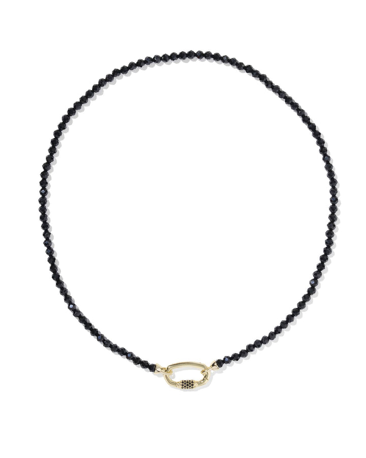 KENDRA SCOTT EMERY BEADED STRAND NECKLACE - GOLD BLACK AGATE