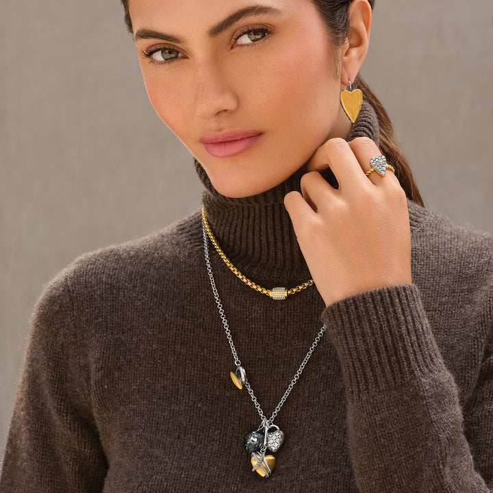 One Heart Toggle Necklace - Silver-Gold