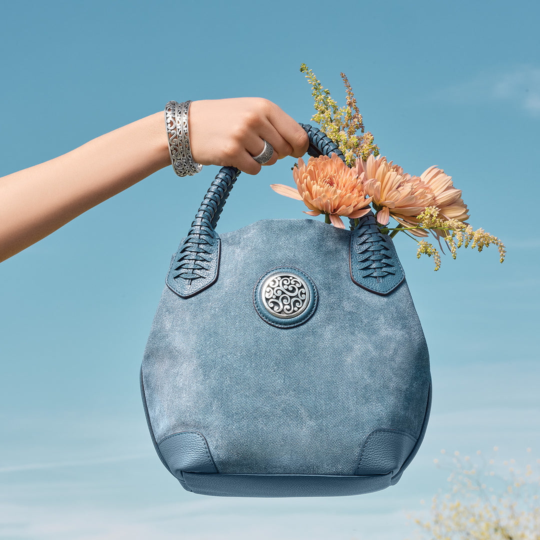 Reina Suede Medium Tote - Denim