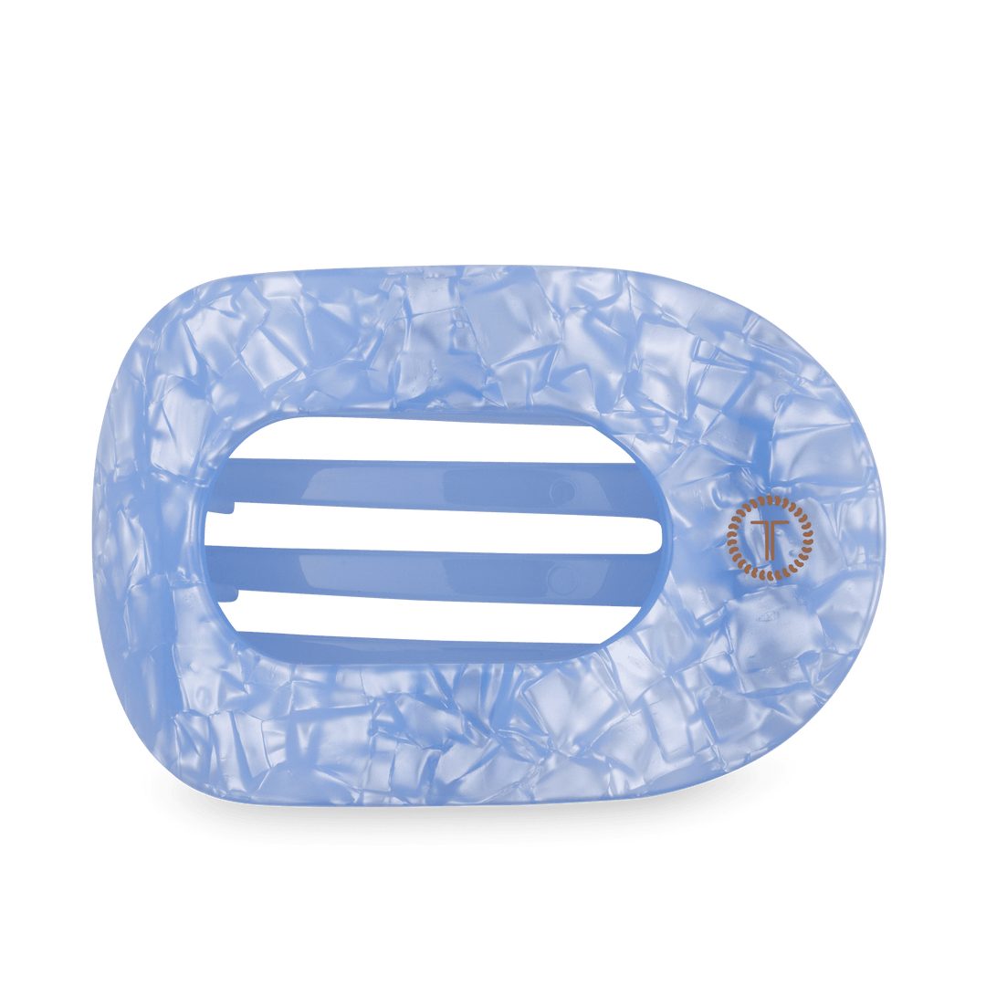 TELETIES LARGE FLAT ROUND HAIR CLIP - BLUE LAGOON