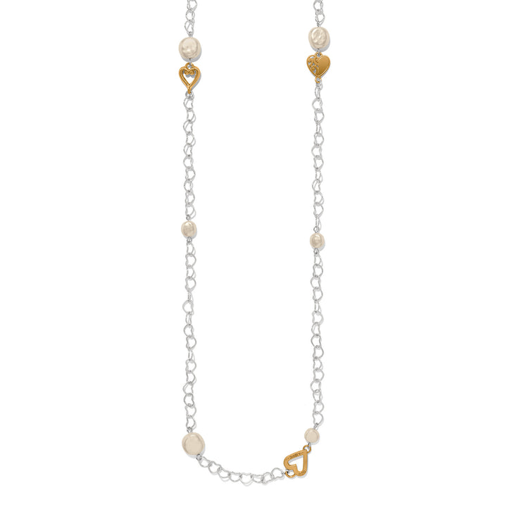 One Heart Long Necklace - Silver-Gold