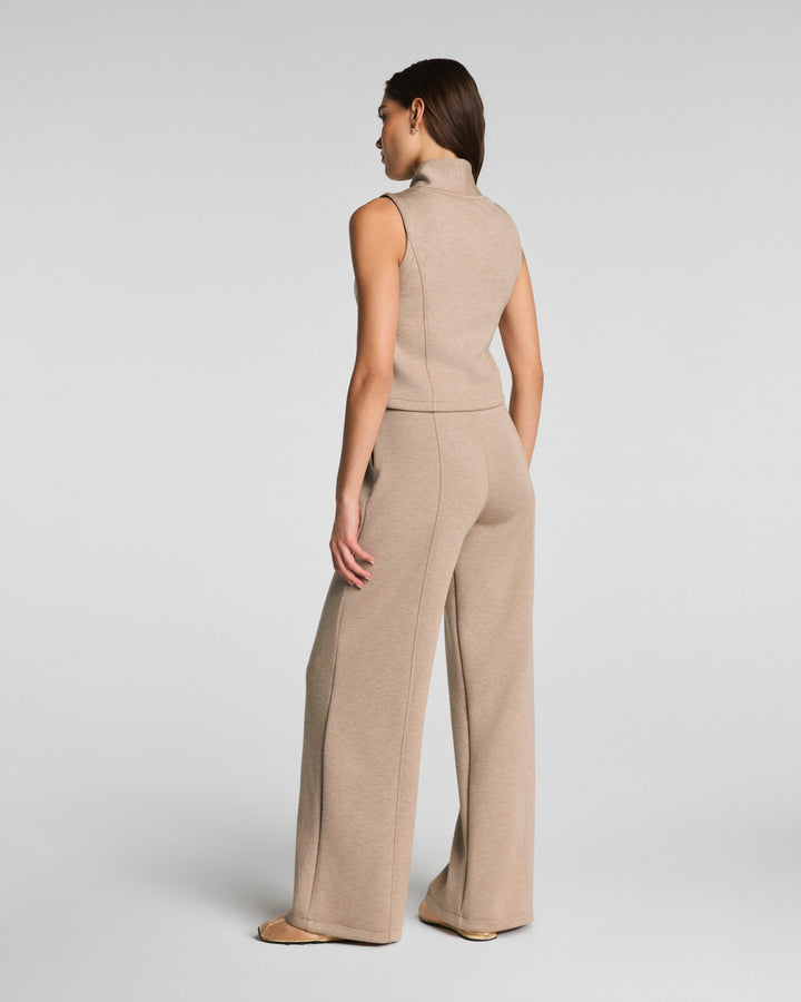SPANX AIREESSENTIAL SHAWL COLLAR HALF ZIP JUMPSUIT - DUNE HEATHER