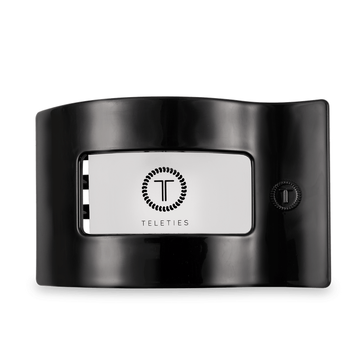 TELETIES LARGE FLAT RECTANGLE HAIR CLIP - JET BLACK