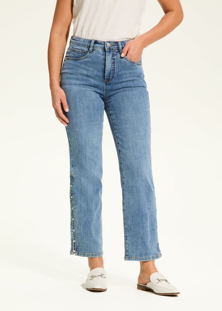 SUZANNE STRAIGHT ANKLE JEANS W/PEARLS - VINTAGE