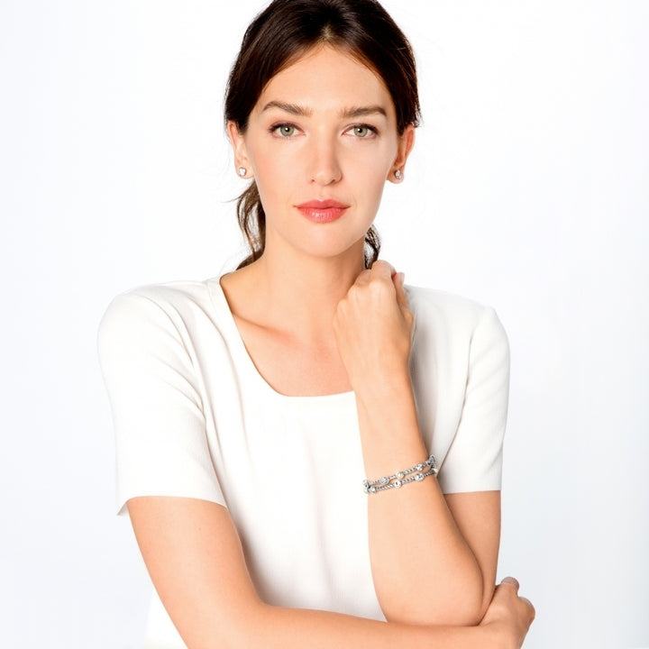 SIL STN PRL MONTE CARLO BANGLE - SILVER/PEARL