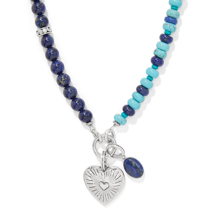 Token Charm Lapis Turquoise Necklace - Silver-Turquoise