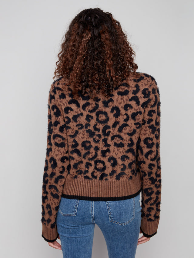 BOW TIE FRONT CARDIGAN - ANIMAL