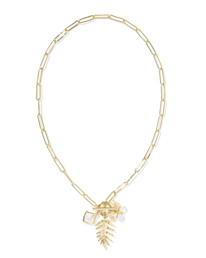 KENDRA SCOTT BIANCA BUTTERFLY CHARM NECKLACE - GOLD IRIDESCENT WHITE MIX