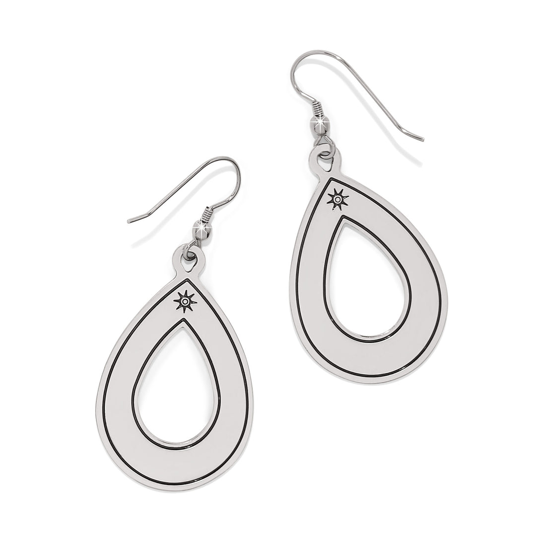 Mosaic Open Teardrop French Wire Earrings - Silver