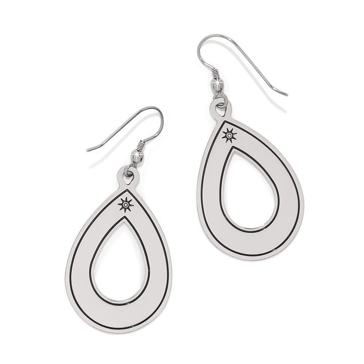 Mosaic Open Teardrop French Wire Earrings - Silver