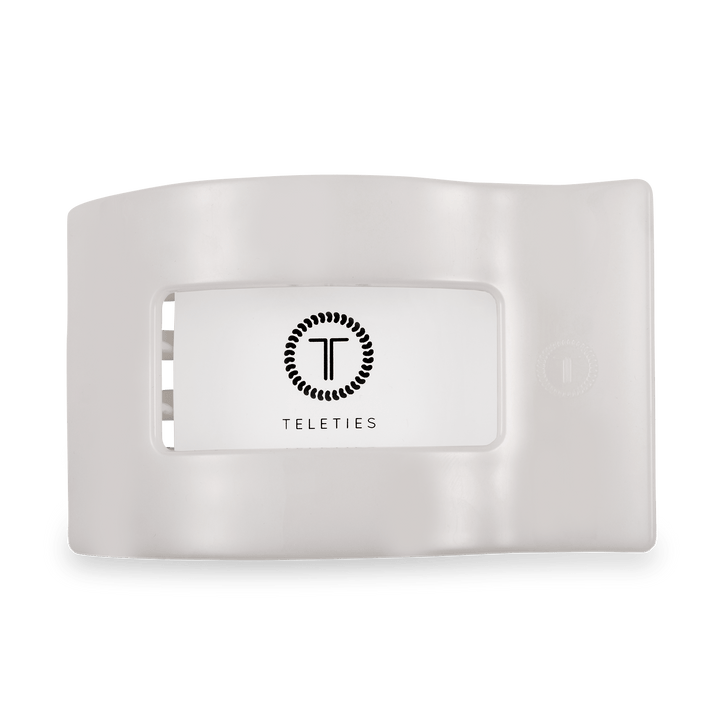 TELETIES LARGE FLAT RECTANGLE HAIR CLIP - COCONUT WHITE