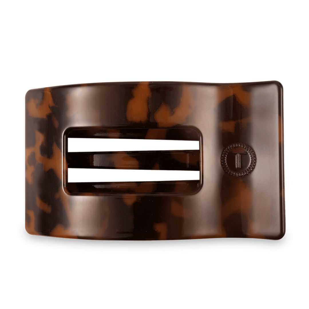 TELETIES LARGE FLAT RECTANGLE HAIR CLIP - TORTOISE