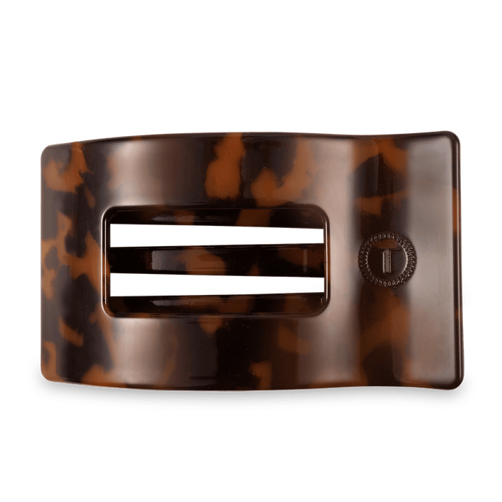 TELETIES LARGE FLAT RECTANGLE HAIR CLIP - TORTOISE