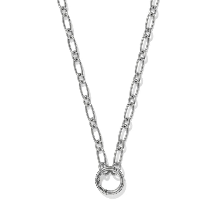 Isadora Dot Link Open Charm Ring Necklace -Silver
