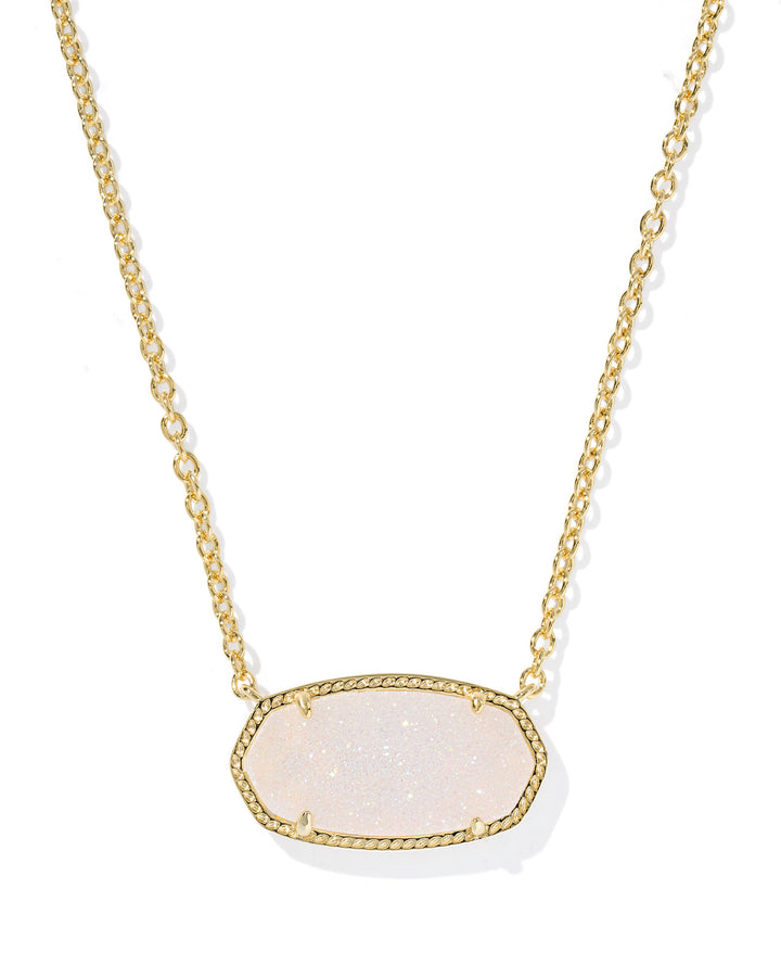 KENDRA SCOTT ELISA STATEMENT SHORT PENDANT NECKLACE - GOLD IRIDESCENT DRUSY