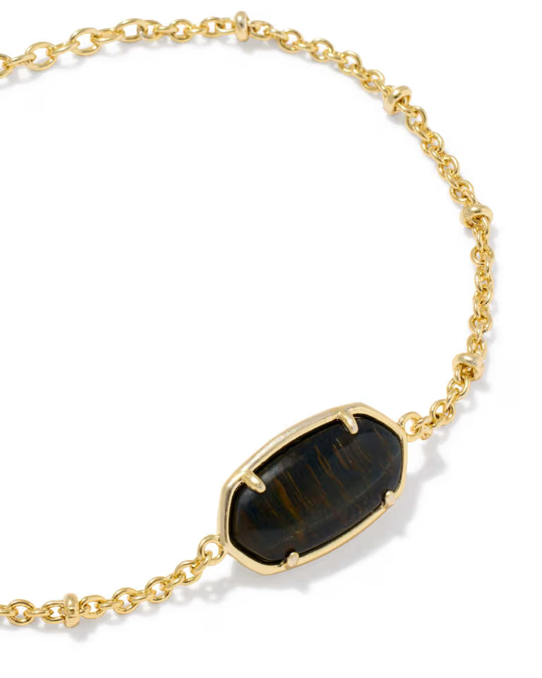 KENDRA SCOTT TIGER STRIPED ELAINA DELICATE CHAIN BRACELET - GOLD DARK BROWN TIGER&