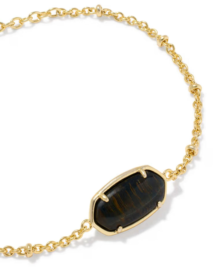 KENDRA SCOTT TIGER STRIPED ELAINA DELICATE CHAIN BRACELET - GOLD DARK BROWN TIGER&