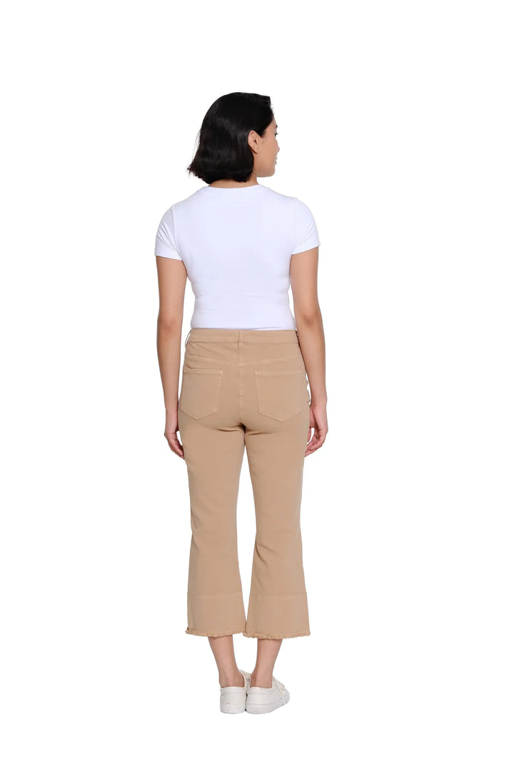 5 POCKET HI/LO HEM CROP PANTS - KHAKI