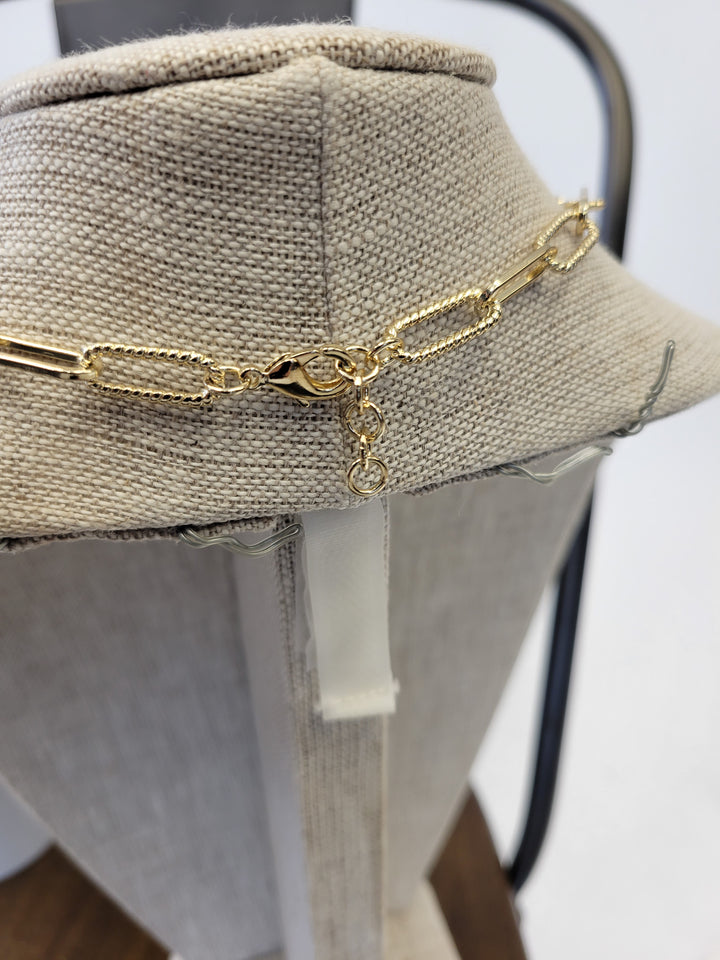 PEARL & ROPE PAPER CLIP LINK NECKLACE - GOLD