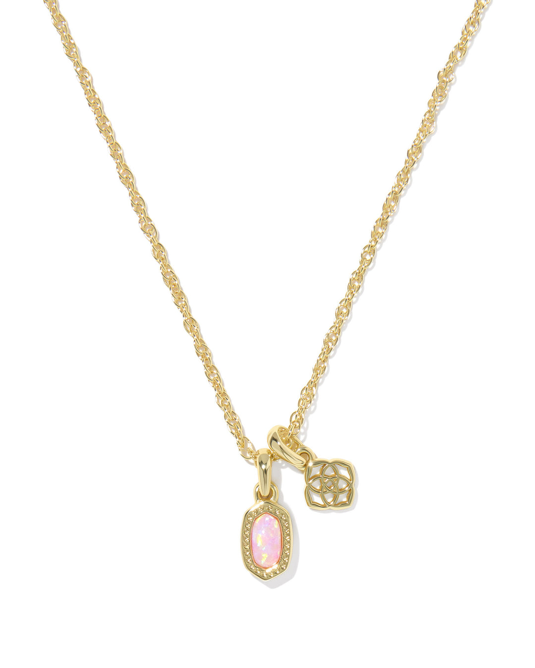 KENDRA SCOTT MINI ELISA DIRA NECKLACE - GOLD LIGHT PINK OPAL