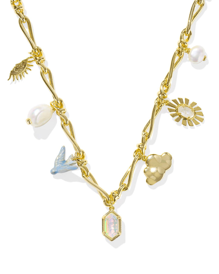 KENDRA SCOTT MELODY CHARM NECKLACE - GOLD NEUTRAL MIX