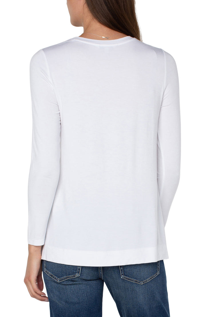 LONG SLEEVE SCOOP NECK TEE - WHITE