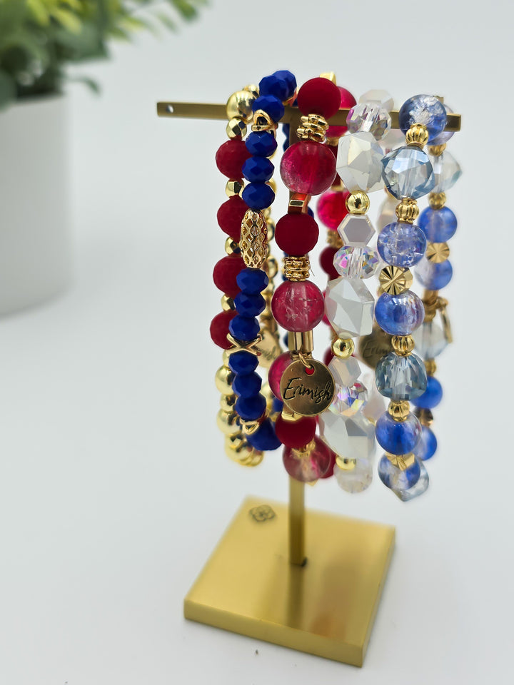 USA RED/WHITE/BLUE STRETCH BRACELET S/5