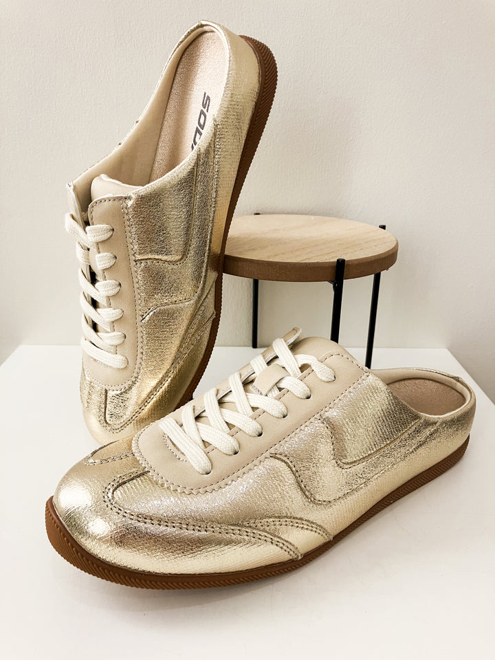 SODA MACKAY SLIP ON SNEAKER MULES - GOLD METALLIC