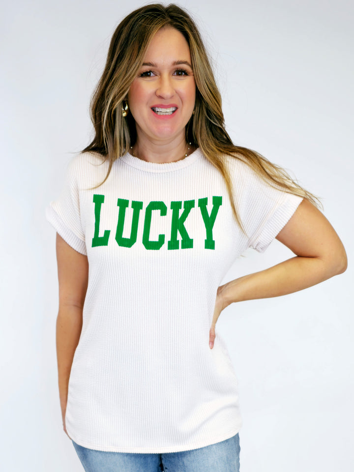 URBAN RIBBED LUCKY TOP - OAT NEW