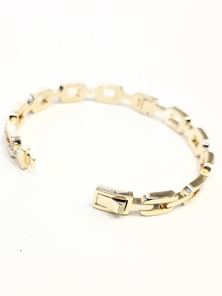 PUSH LOCK BANGLE ROPE TWO TONE - GOLD SILVER