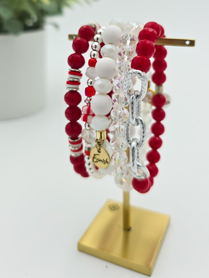 GAME DAY STACK BRACELET - RED/WHITE