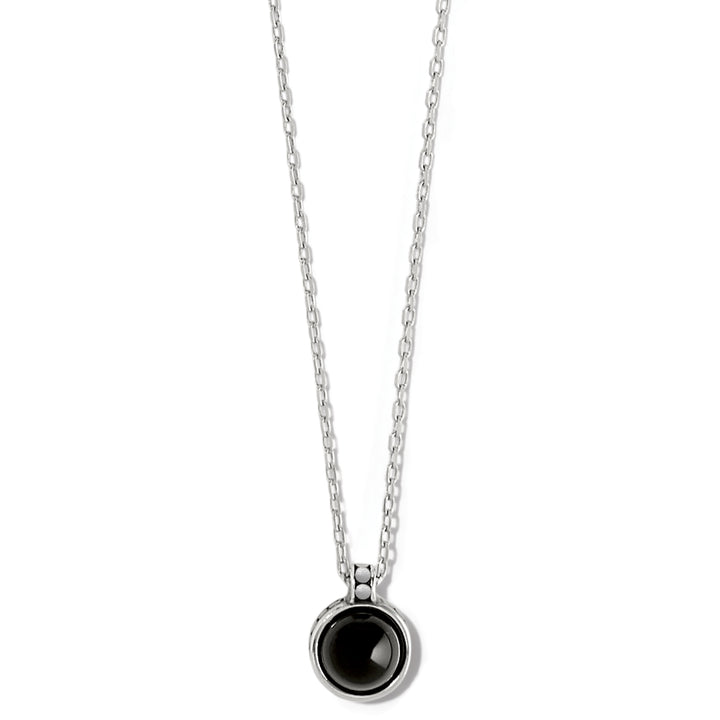 PEBBLE DOT ONYX SHORT NECKLACE - SILVER-BLACK