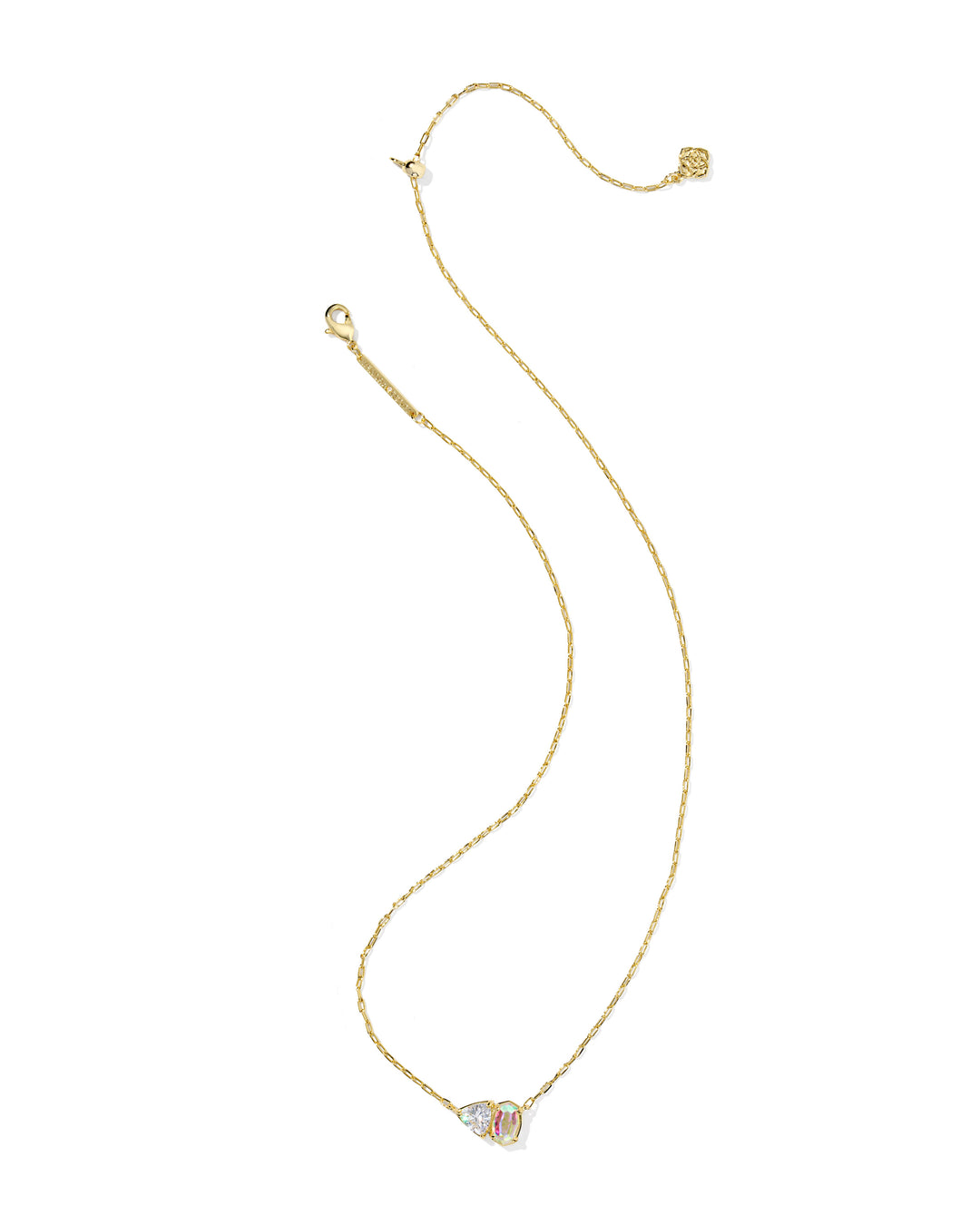 KENDRA SCOTT TATUM SHORT PENDANT NECKLACE - GOLD WHITE CZ MIX