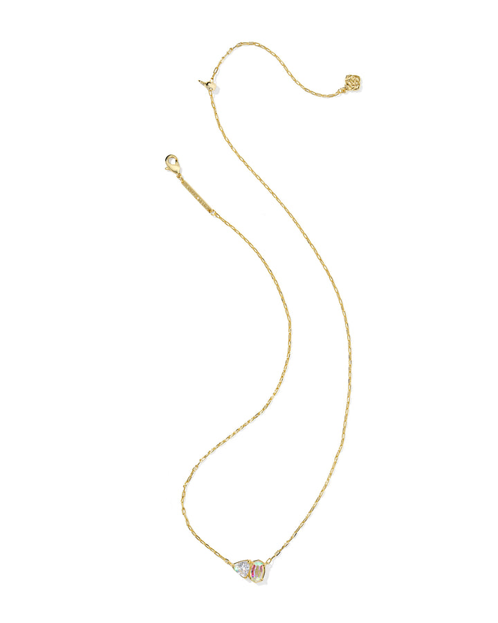 KENDRA SCOTT TATUM SHORT PENDANT NECKLACE - GOLD WHITE CZ MIX