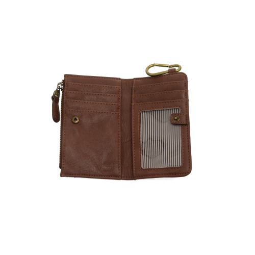 BOBBIE BIFOLD WALLET W/CARABINER - WALNUT