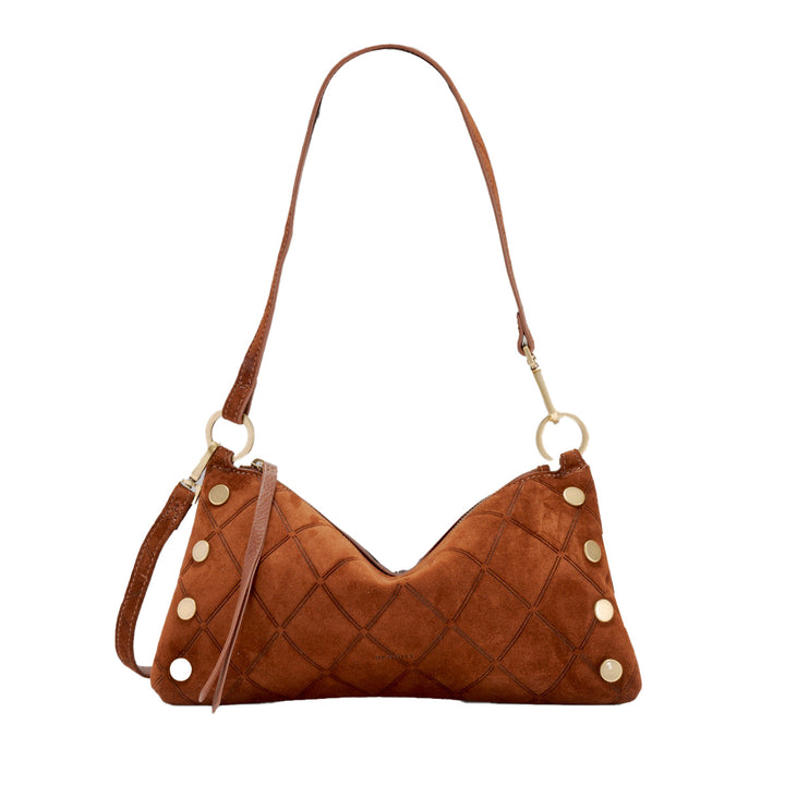 HAMMITT KYLE SHOULDER BAG - CHOCOLATE DIAMOND SUEDE/ANTIQUE