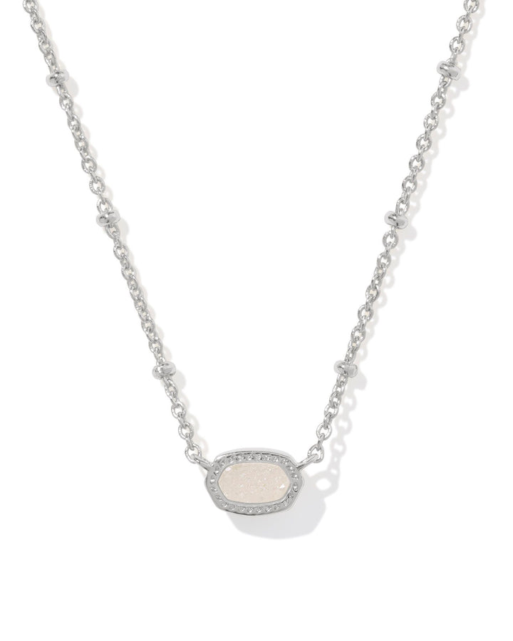 KENDRA SCOTT MINI ELISA SATELLITE SHORT PENDANT - SILVER IRIDESCENT DRUSY