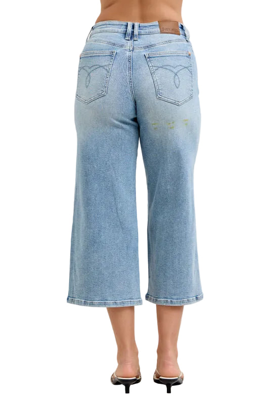 JUDY BLUE MR WIDE FRONT SEAM CROP JEANS - 24.5" INSEAM - LIGHT