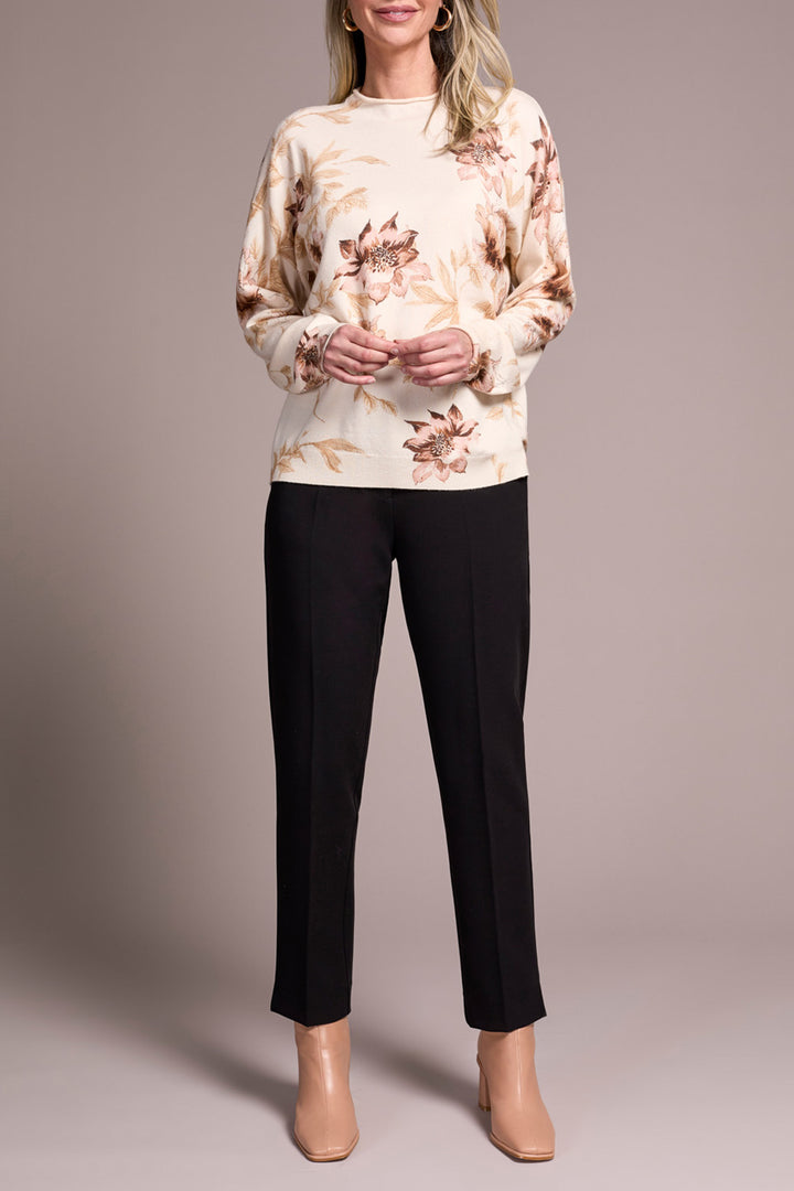 LONG SLEEVE FUNNEL NECK SWEATER - MOONSTONE