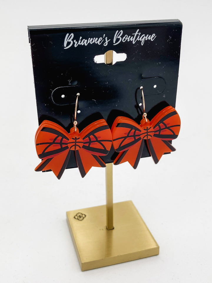 BASKETBALL BOW DROP EARRINGS