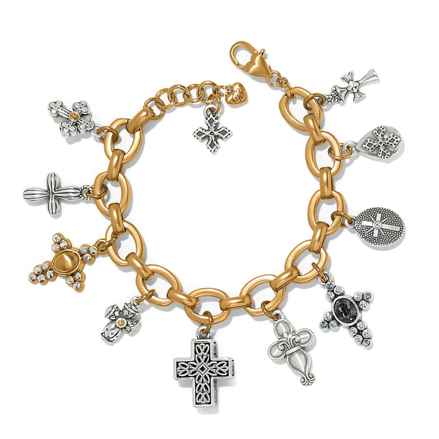 HEAVENLY CROSS CHARM BRACELET - SILVER-GOLD