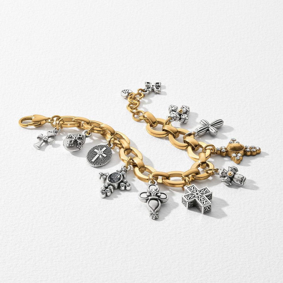 HEAVENLY CROSS CHARM BRACELET - SILVER-GOLD