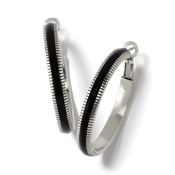 INTERLOK NOIR HEIRLOM HOOP EARRINGS - SILVER-BLACK