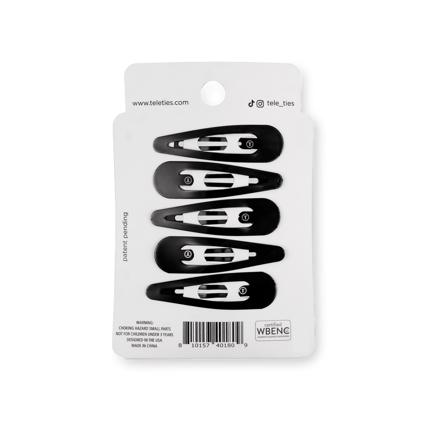 TELETIES 6CT SNAP CLIPS - BLACK