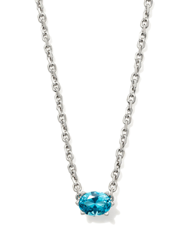 CAILIN PENDANT NECKLACE - RHODIUM AQUA CRYSTAL