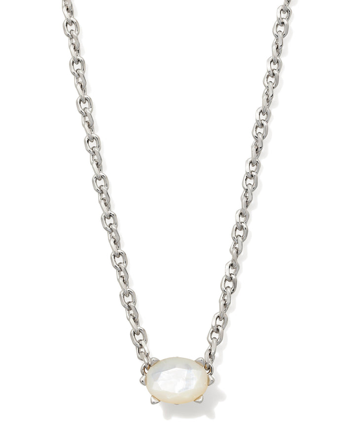 CAILIN PENDANT NECKLACE - RHODIUM IVORY MOP