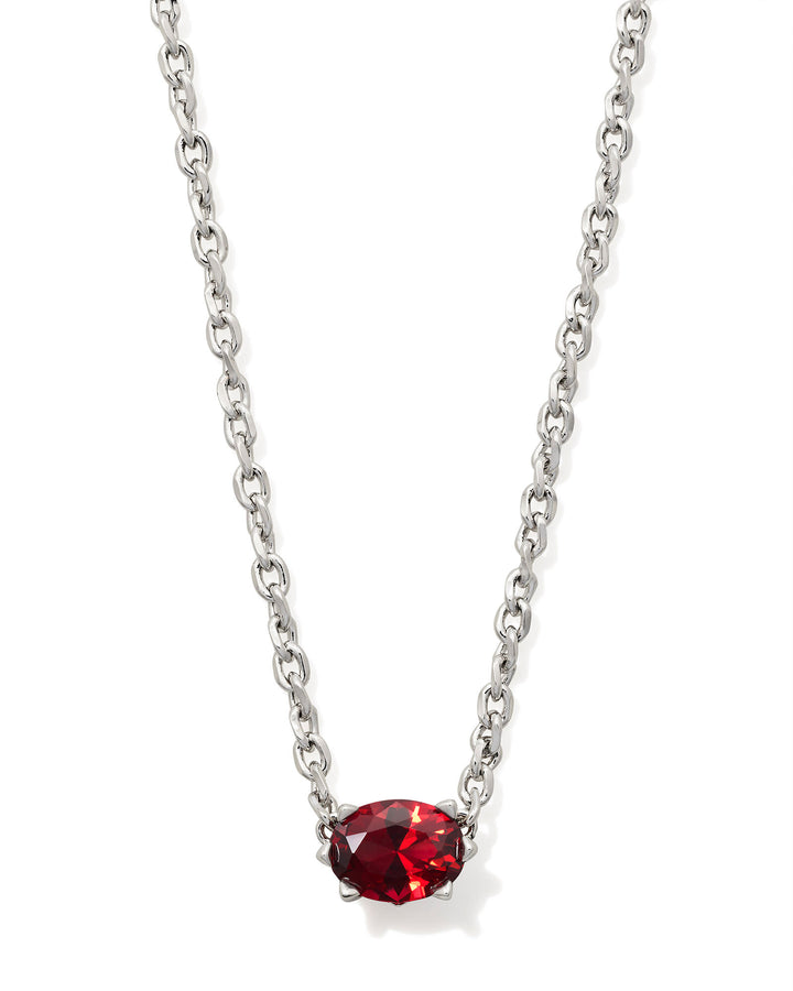 CAILIN PENDANT NECKLACE - RHODIUM RED CRYSTAL