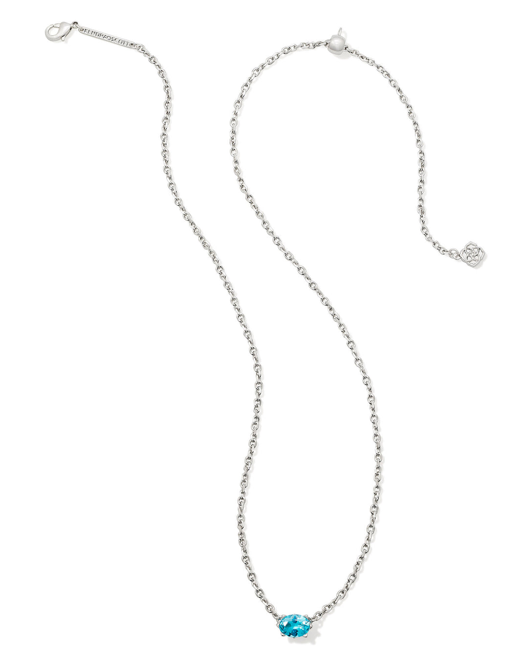 KENDRA SCOTT CAILIN PENDANT NECKLACE - RHODIUM AQUA CRYSTAL