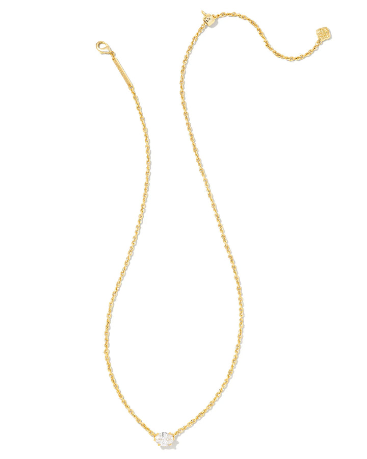 CAILIN CRYSTAL PENDANT NECKLACE - GOLD METAL WHITE CZ