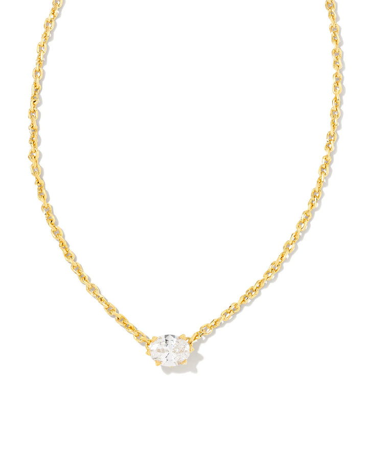 CAILIN CRYSTAL PENDANT NECKLACE - GOLD METAL WHITE CZ